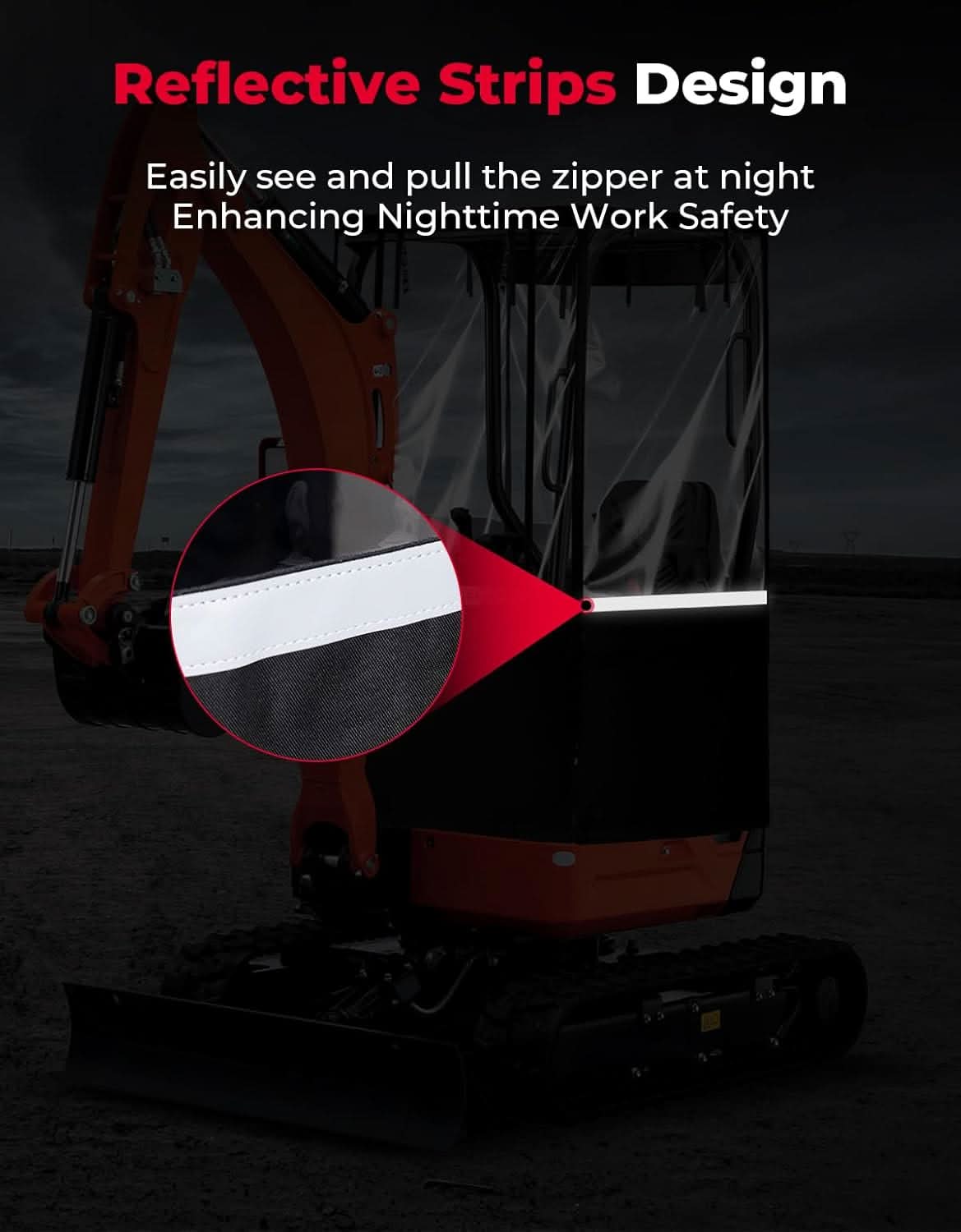 Mini Excavator Cover 600D Oxford Fabric for Bobcat E20 & Kubota U17 (1760-3530 lbs) - Image 5