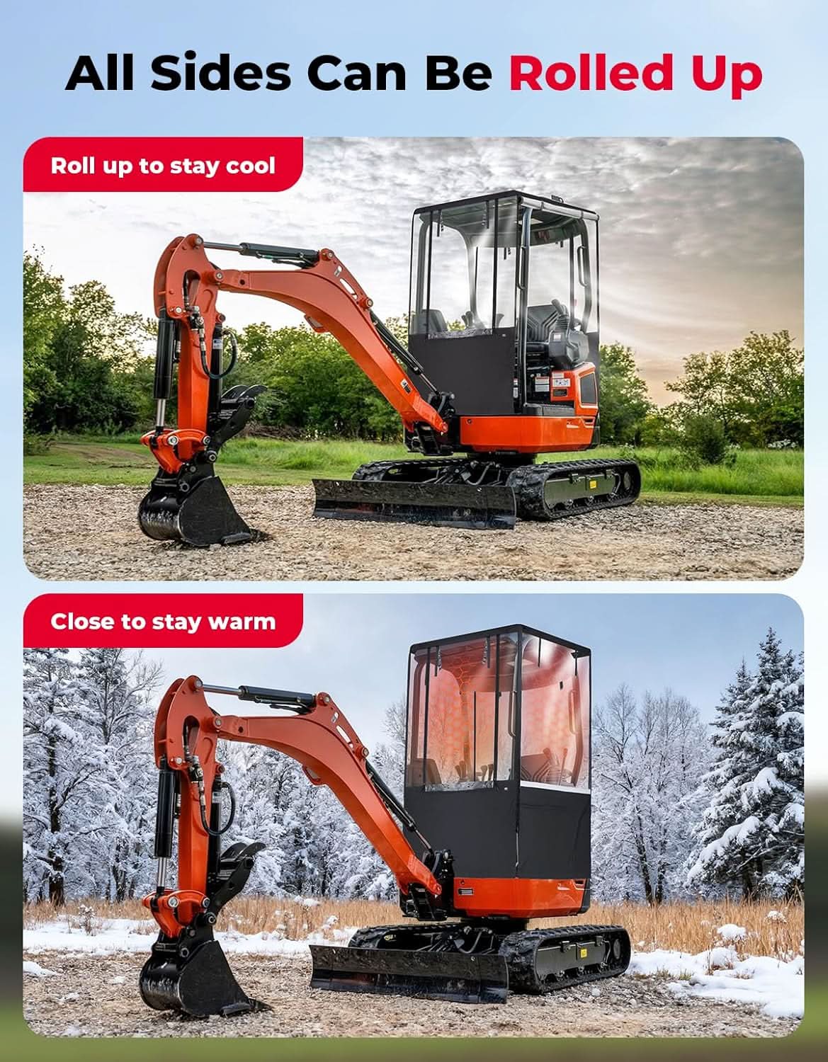 Mini Excavator Cover 600D Oxford Fabric for Bobcat E20 & Kubota U17 (1760-3530 lbs) - Image 7