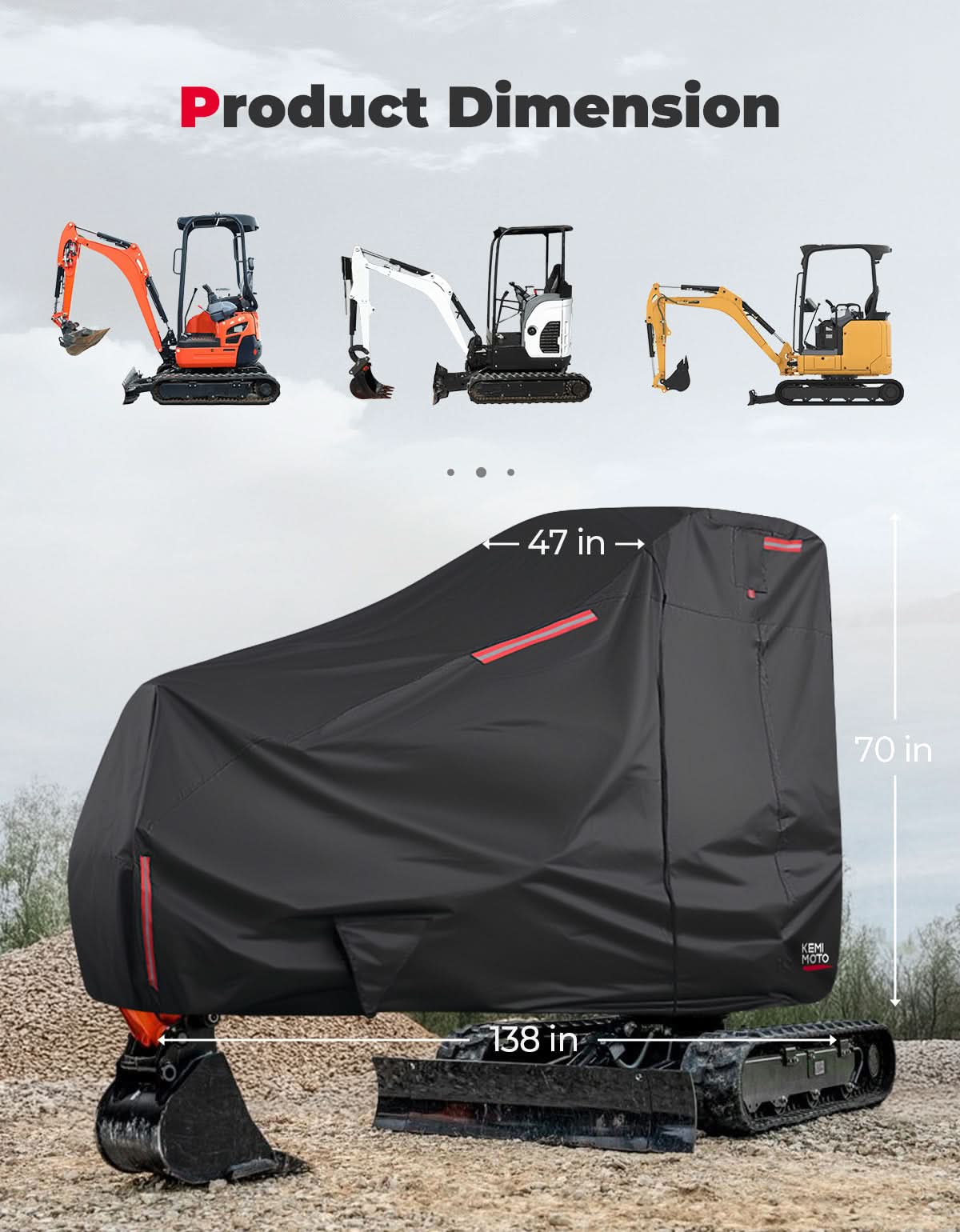 Mini Excavator Cover for Kubota U17, KX018-4 & Bobcat E17/E19/E20 - Image 2