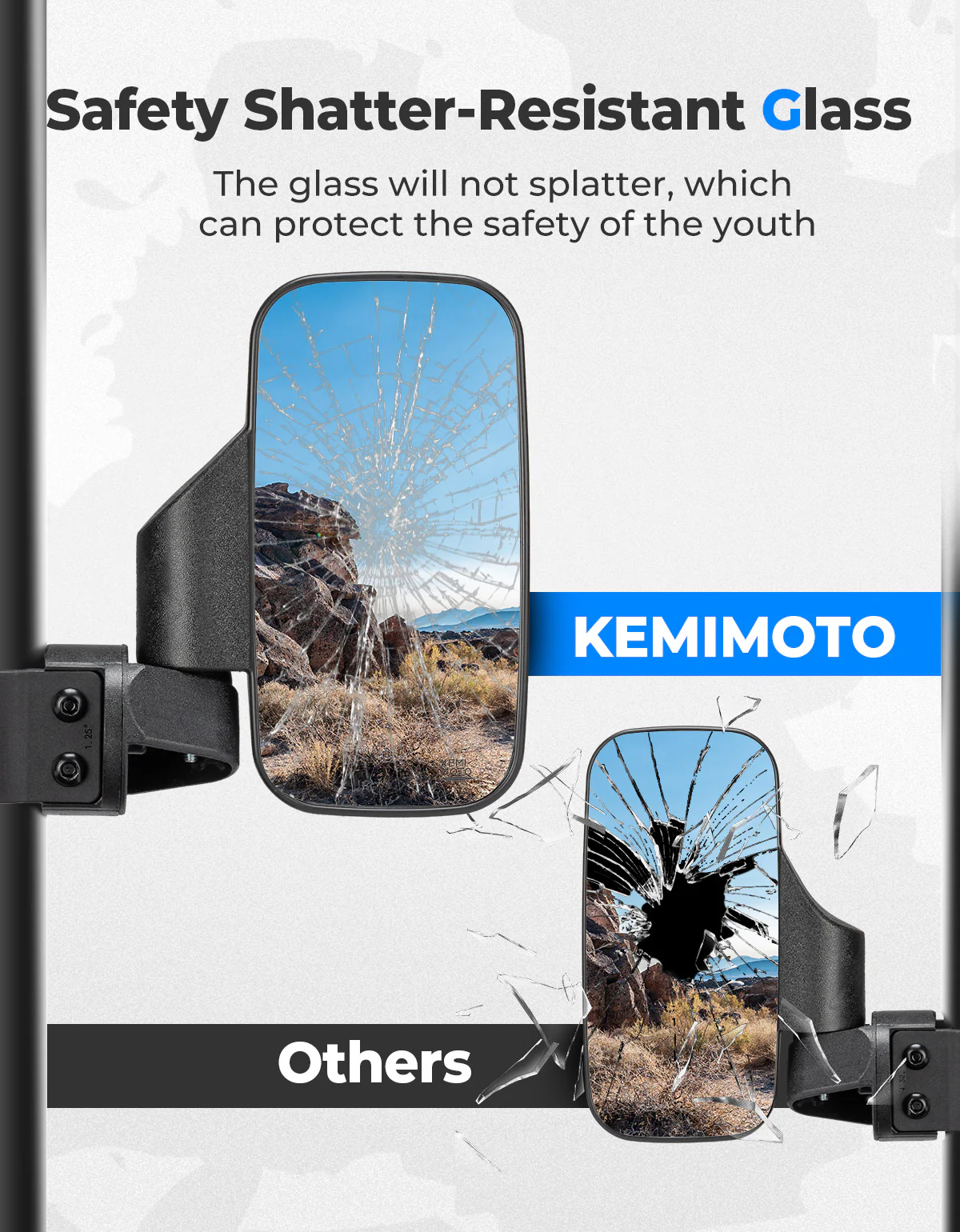 Mini Youth UTV Side Mirrors for Polaris RZR 170 - Image 6