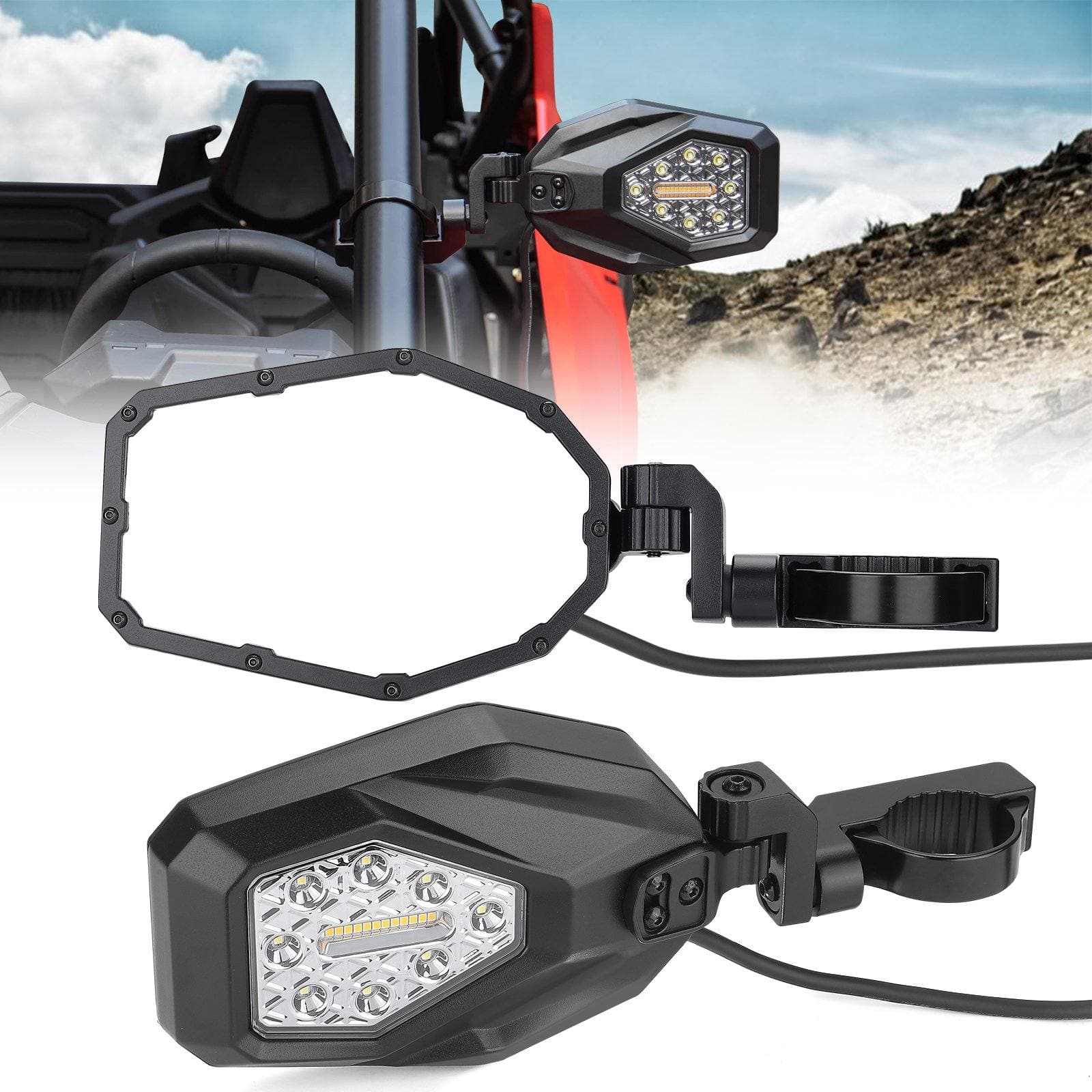 Mirrors with LED Turn Signal Lights(New Design) For Can-am Maverick X3 2017-2020 - Image 8