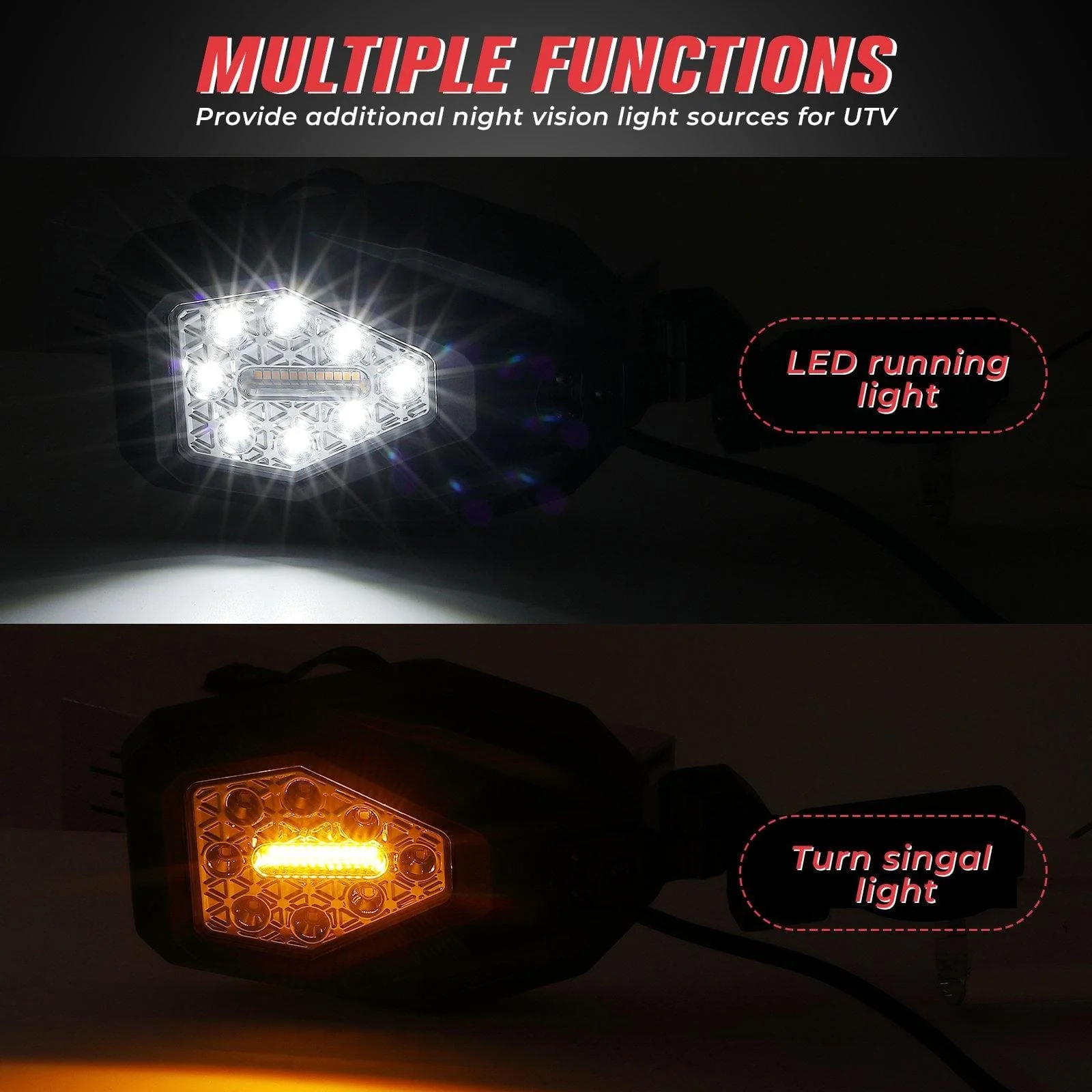 Mirrors with LED Turn Signal Lights(New Design) Compatible With Polaris Ranger - Image 3