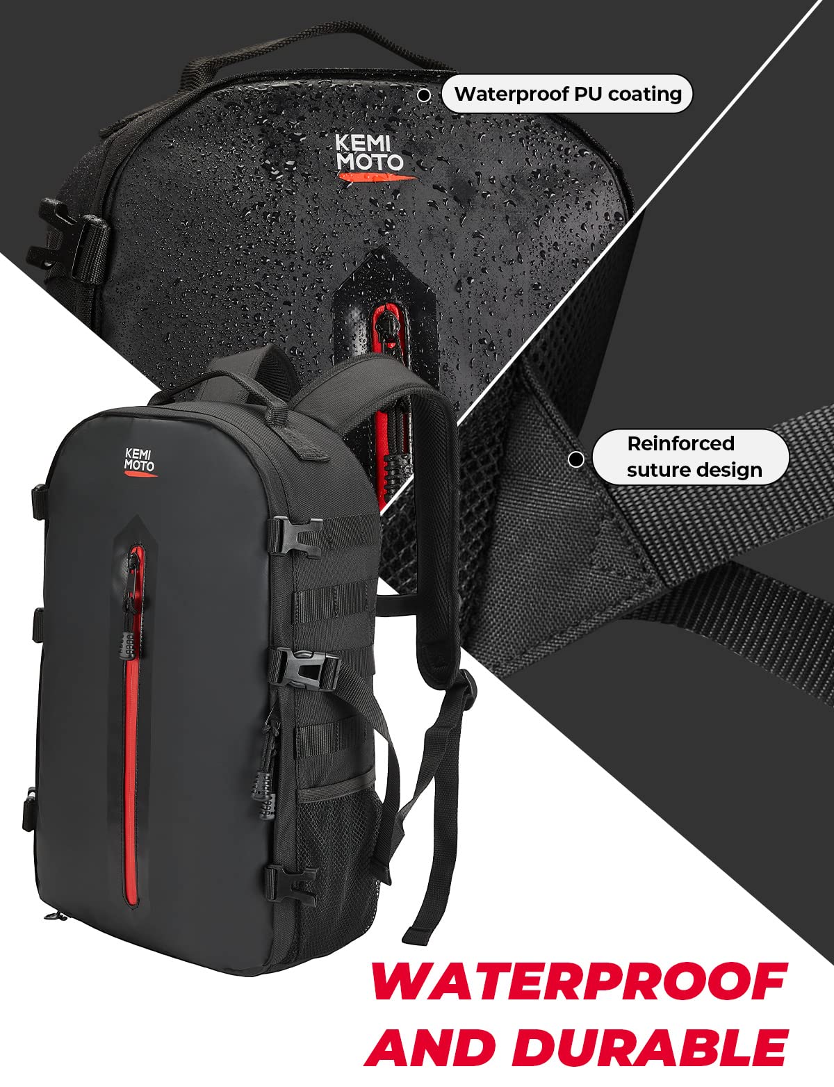 20L Motorcycle Helmet Backpack with Hidden Helmet Net - Image 2