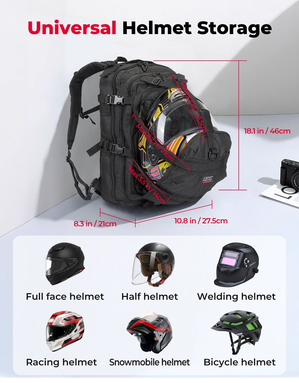 37L Motorcycle Helmet Backpack with USB-charge Port - Image 2