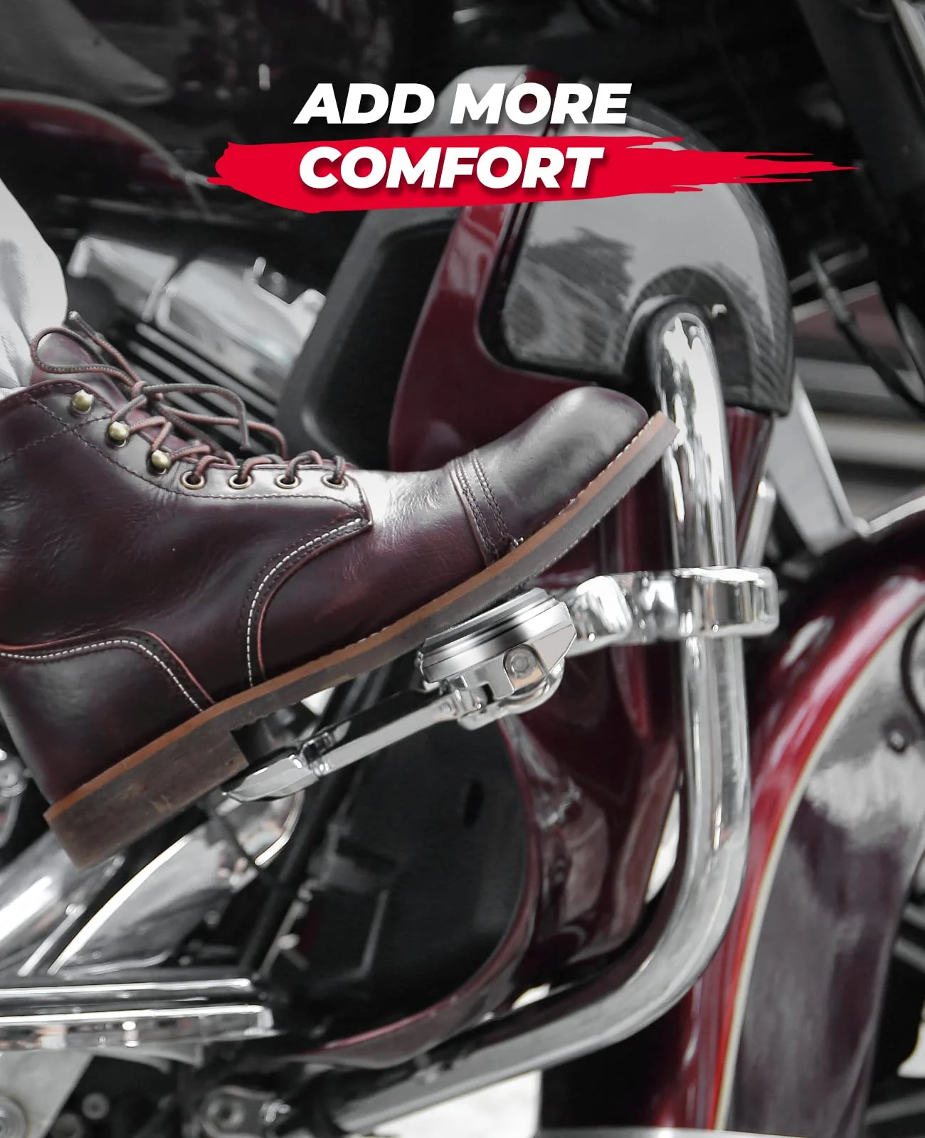 Motorcycle Adjustable Foot Pegs for 1.25" Engine Guard - Image 2