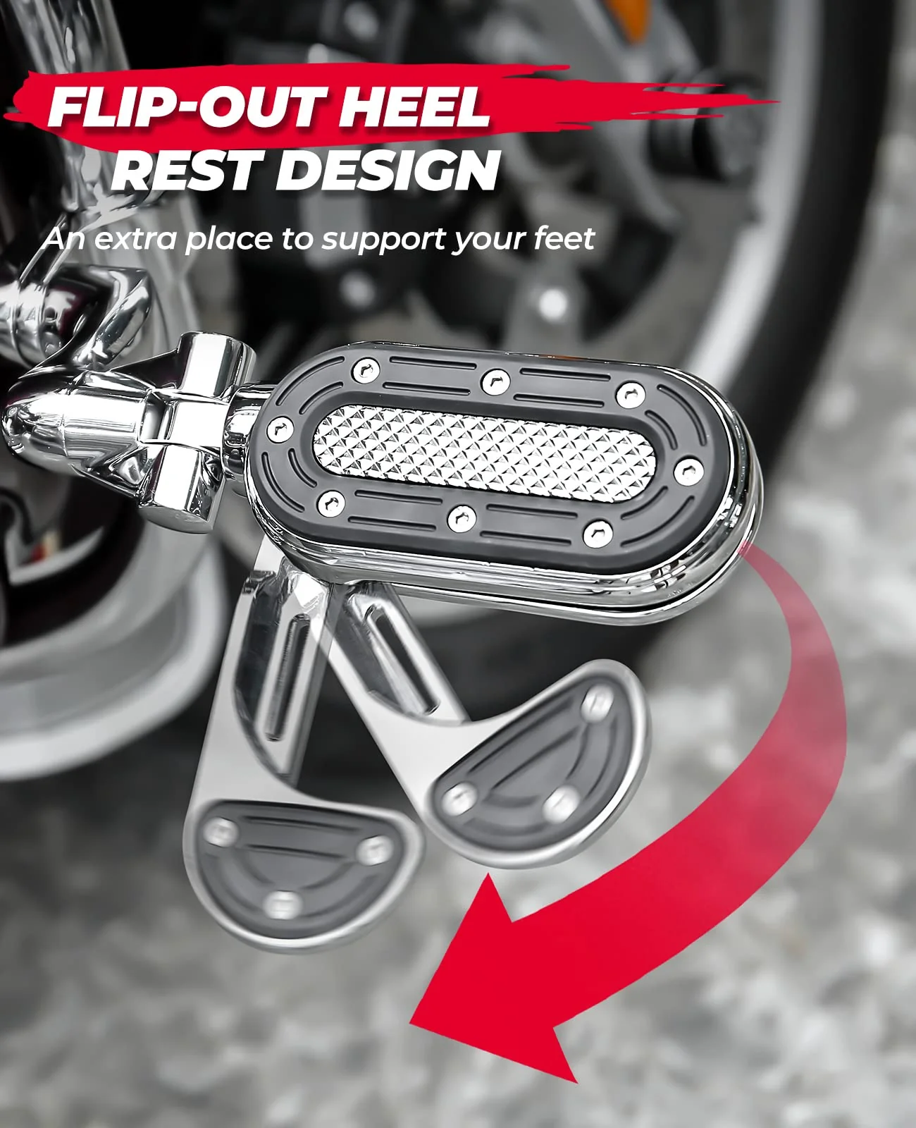Motorcycle Adjustable Foot Pegs for 1.25" Engine Guard - Image 3