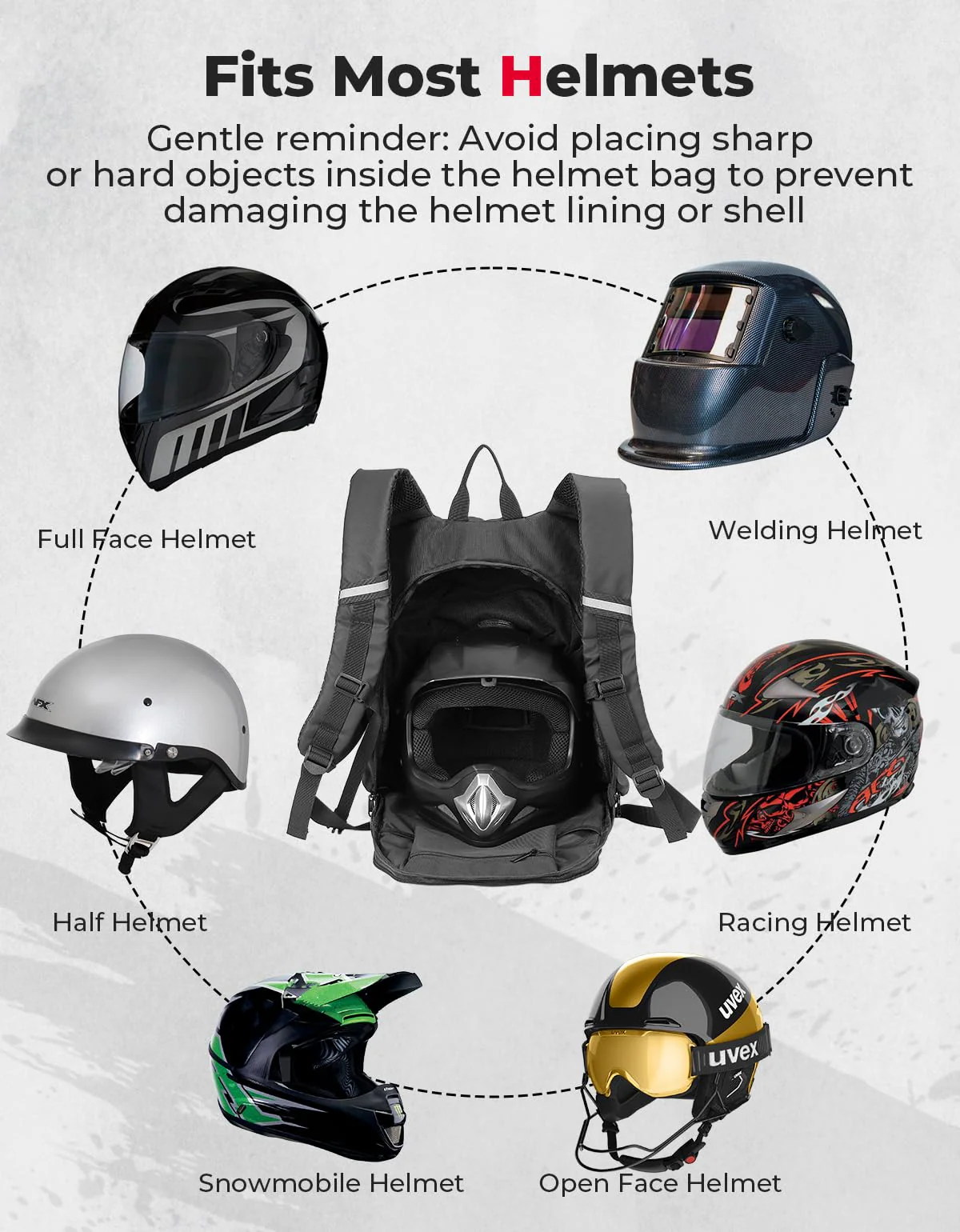 Motorcycle Backpack, 40L Waterproof Helmet Bag - Image 3