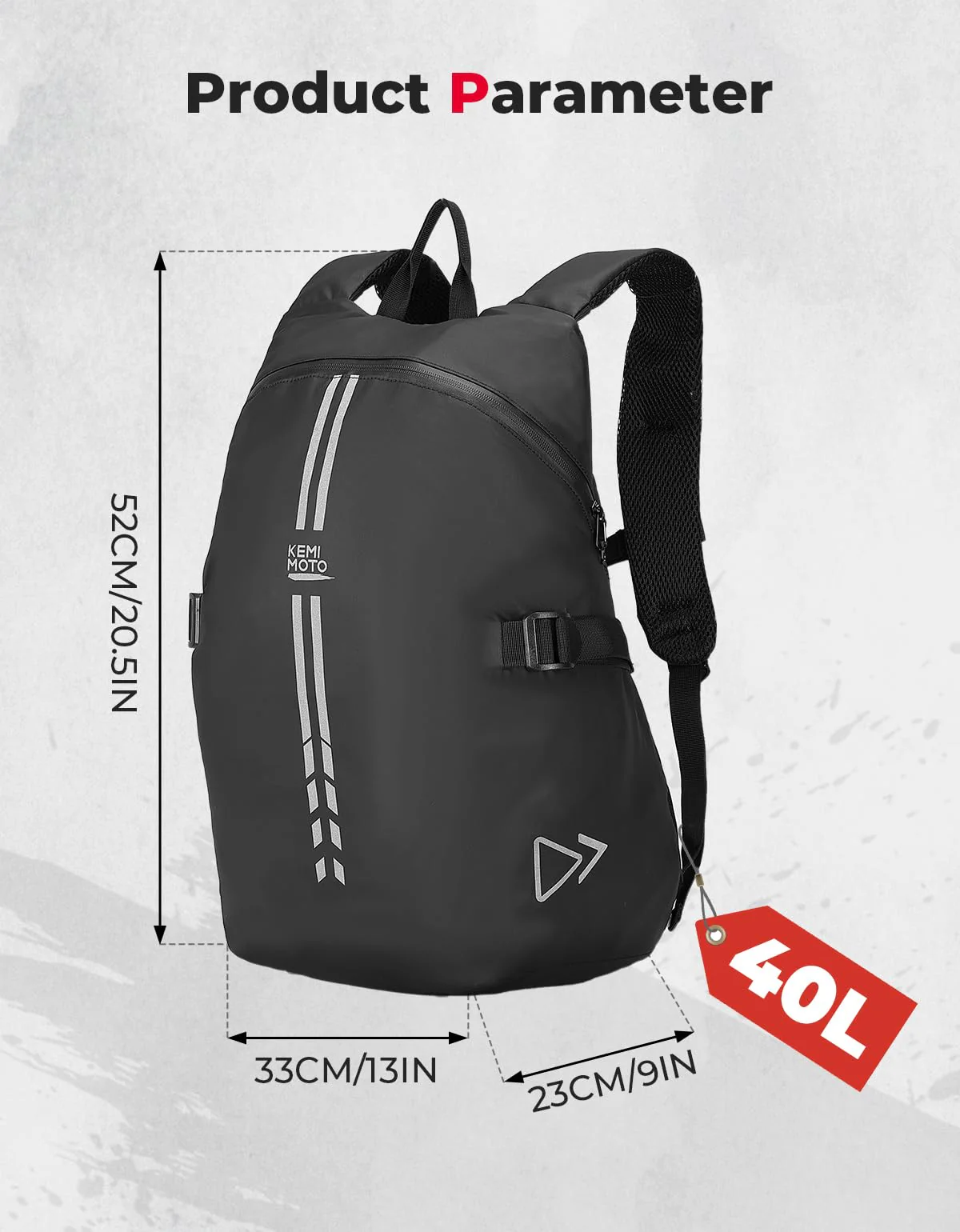 Motorcycle Backpack, 40L Waterproof Helmet Bag - Image 6