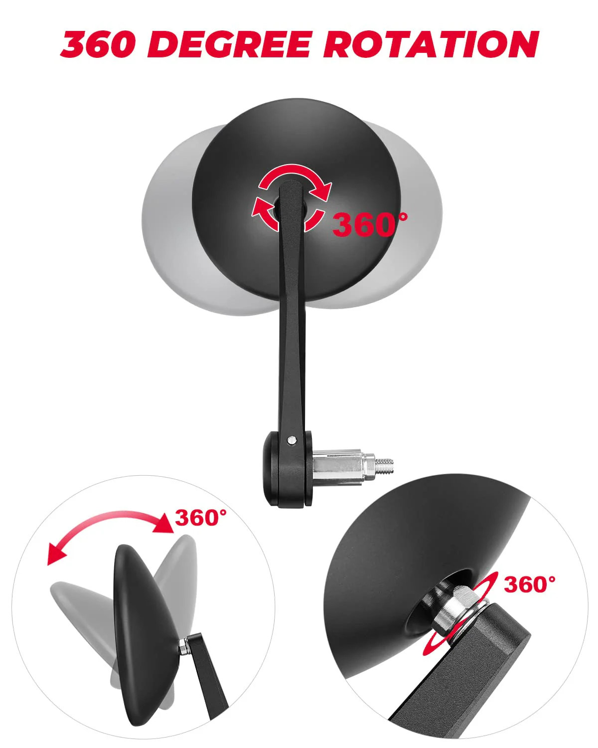 Universal Motorcycle Bar End Mirrors - Image 2