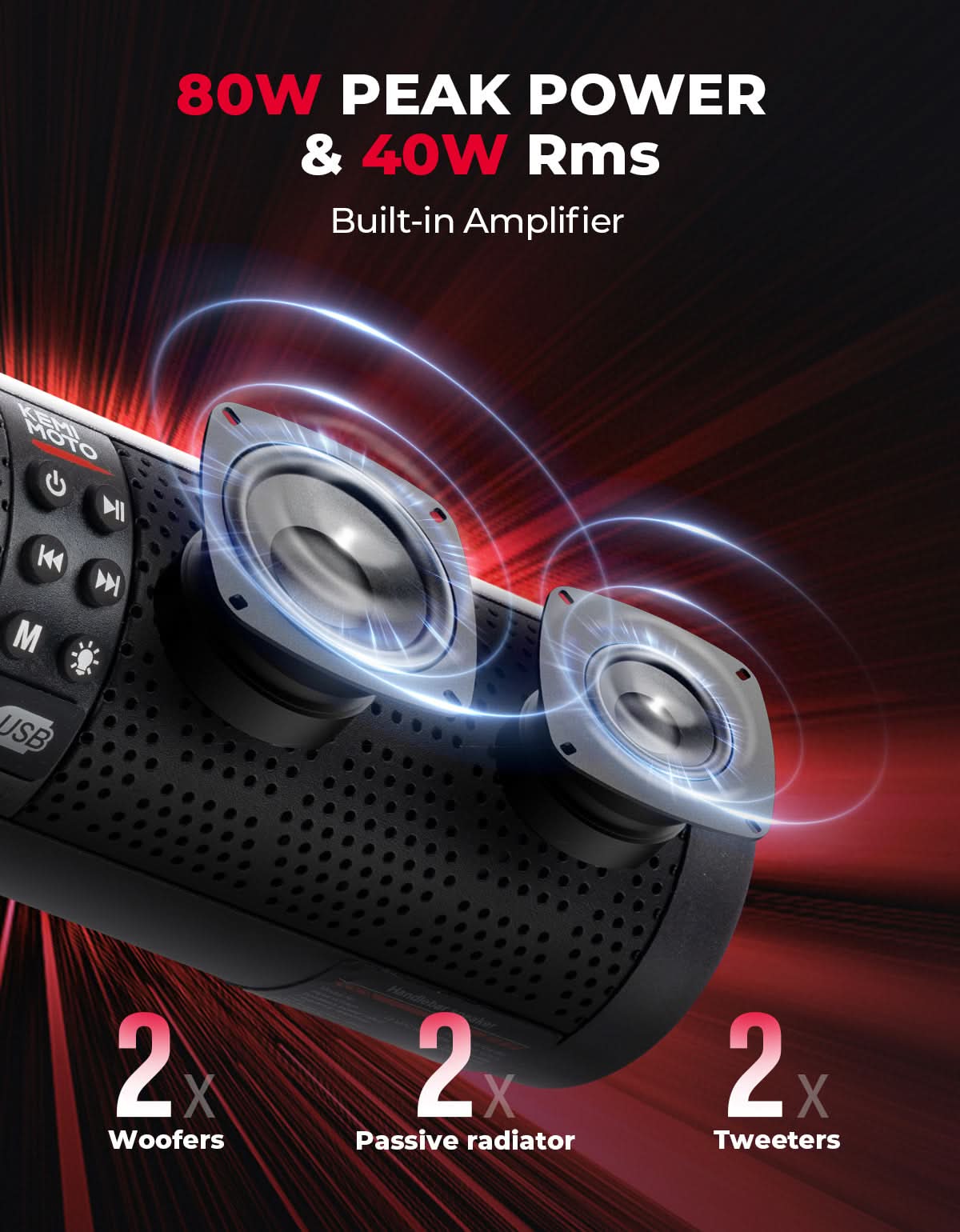 Motorcycle Bluetooth Sound Bar 4 Speakers Waterproof RGB Handlebar - Image 3