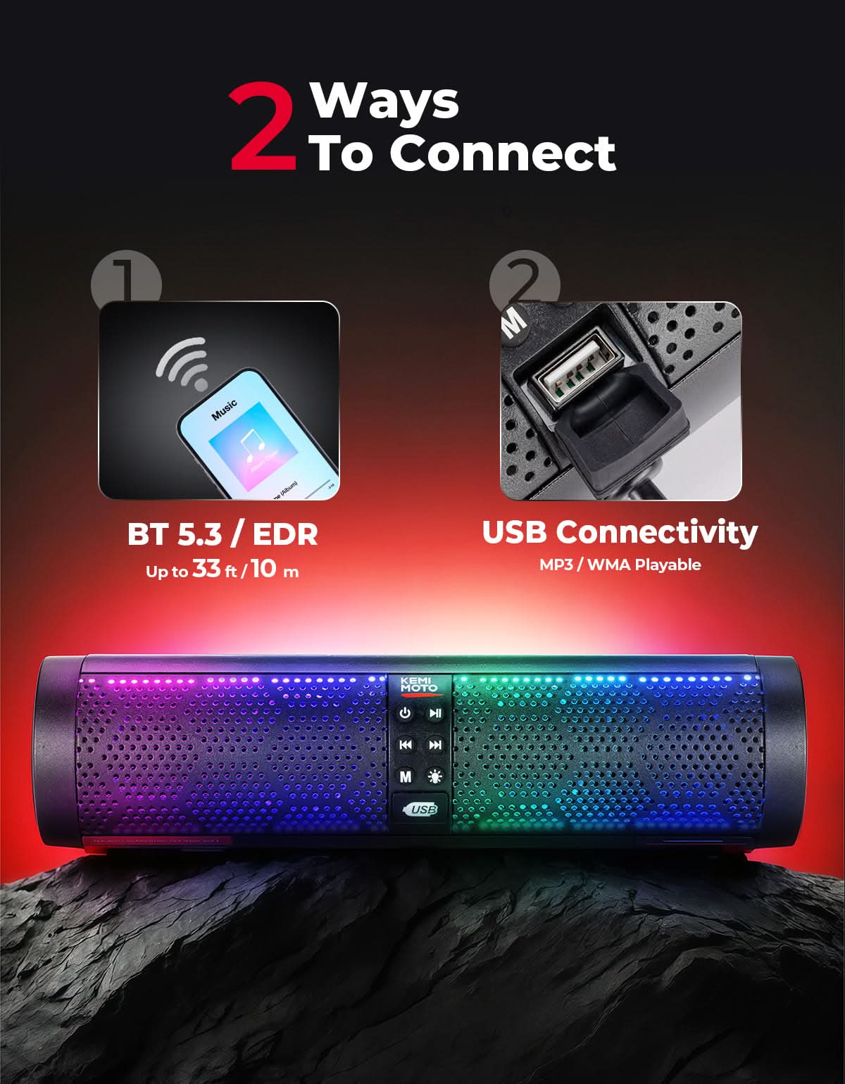 Motorcycle Bluetooth Sound Bar 4 Speakers Waterproof RGB Handlebar - Image 5
