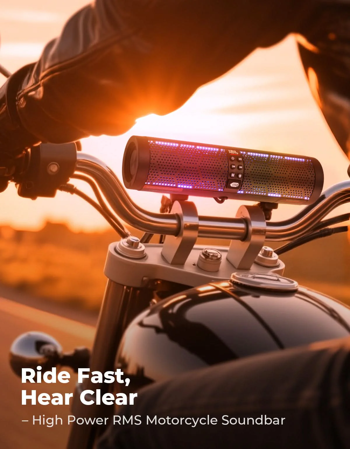 Motorcycle Bluetooth Sound Bar 4 Speakers Waterproof RGB Handlebar - Image 6