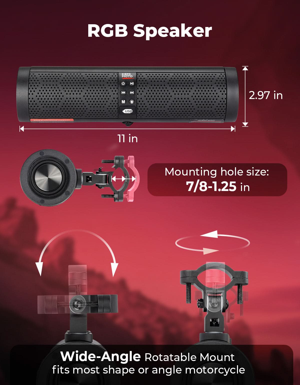 Motorcycle Bluetooth Sound Bar 4 Speakers Waterproof RGB Handlebar - Image 7