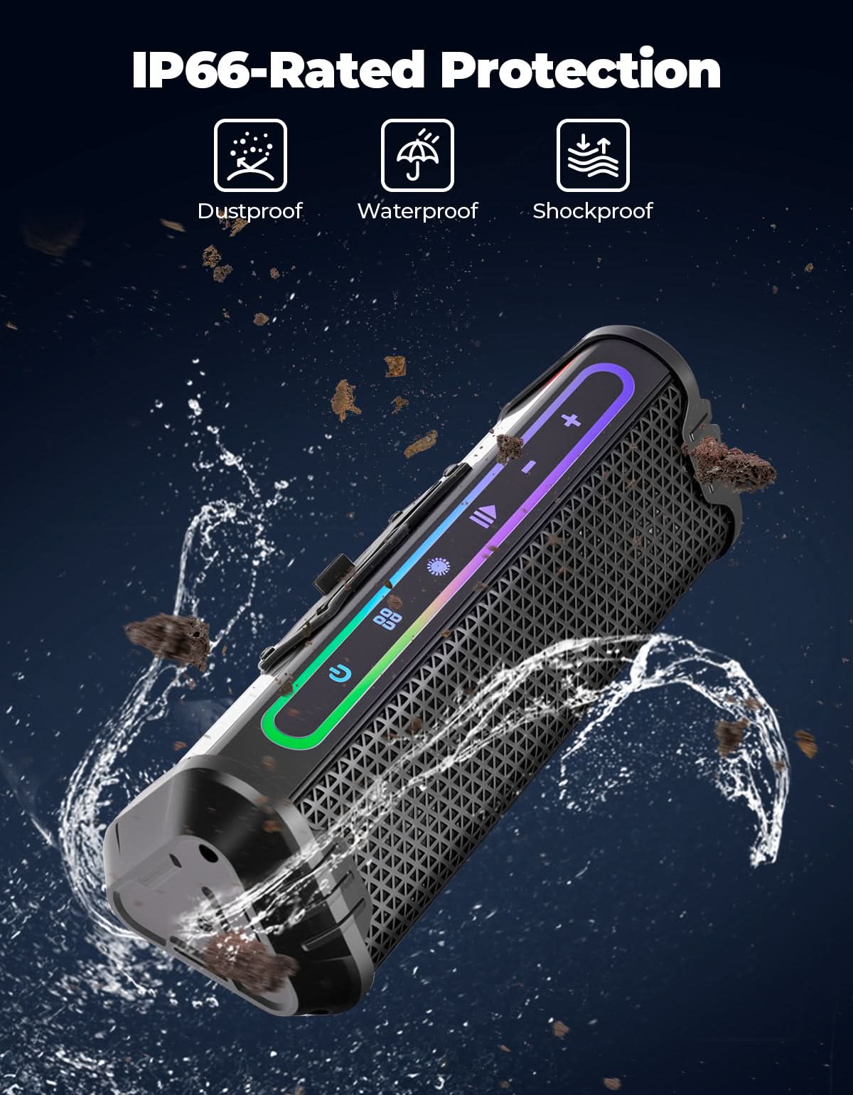 Motorcycle Bluetooth Speakers Waterproof ATV Sound Bar with AUX USB and RGB Lighting - Image 4