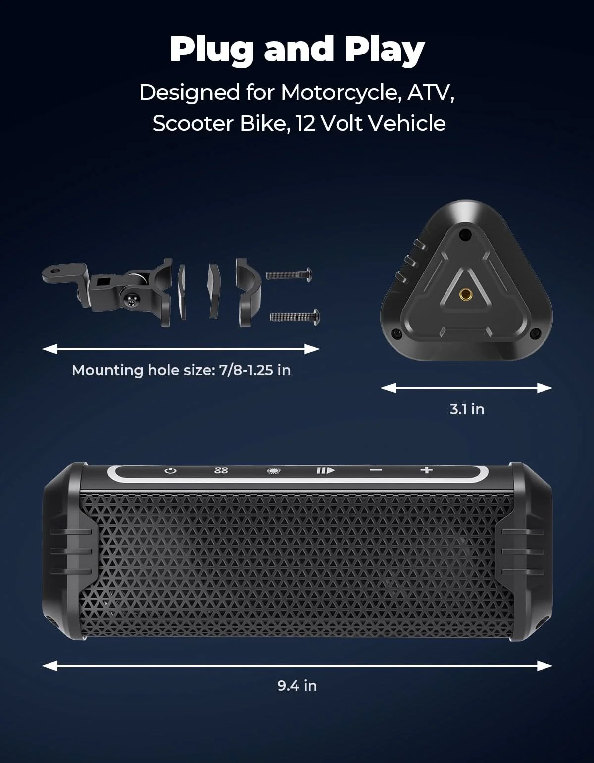 Motorcycle Bluetooth Speakers Waterproof ATV Sound Bar with AUX USB and RGB Lighting - Image 7