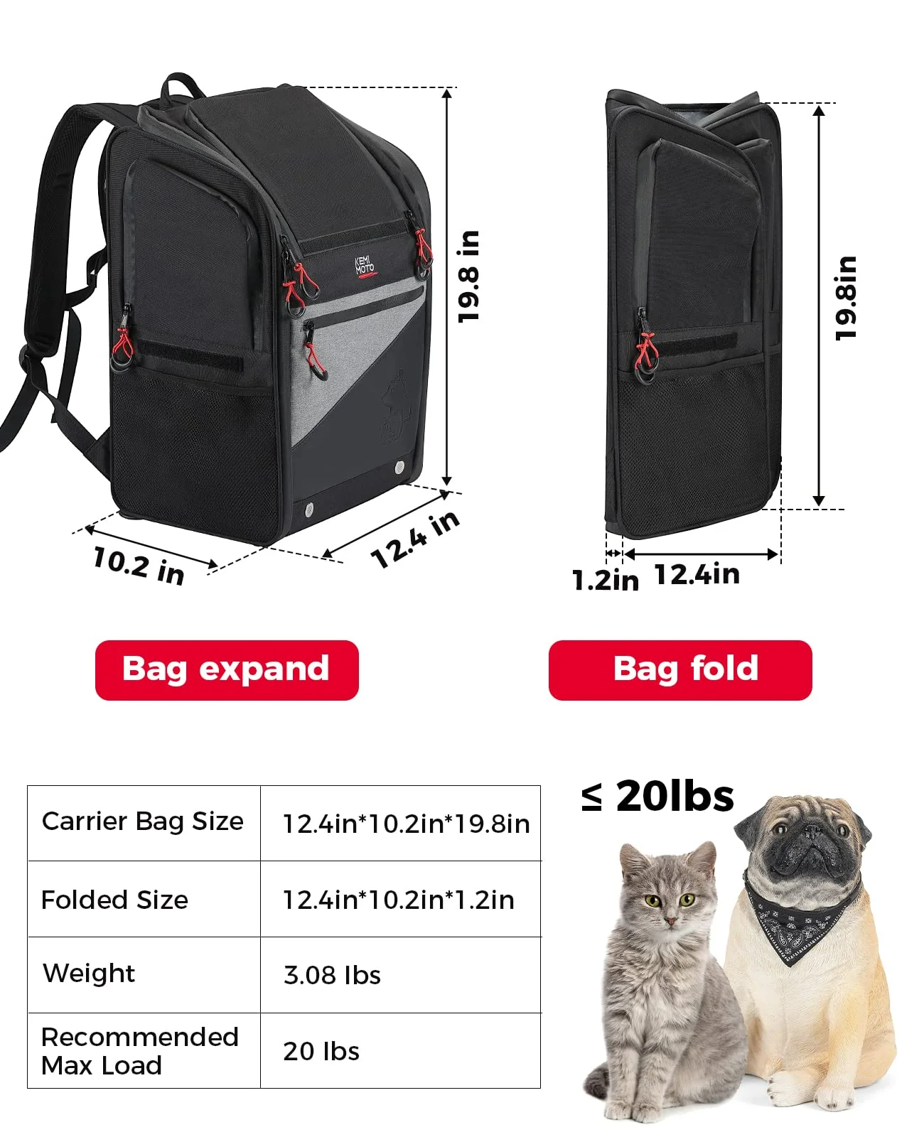 Motorcycle Dog/Cat Carrier Bags Portable Load Capacity 20lbs - Image 5