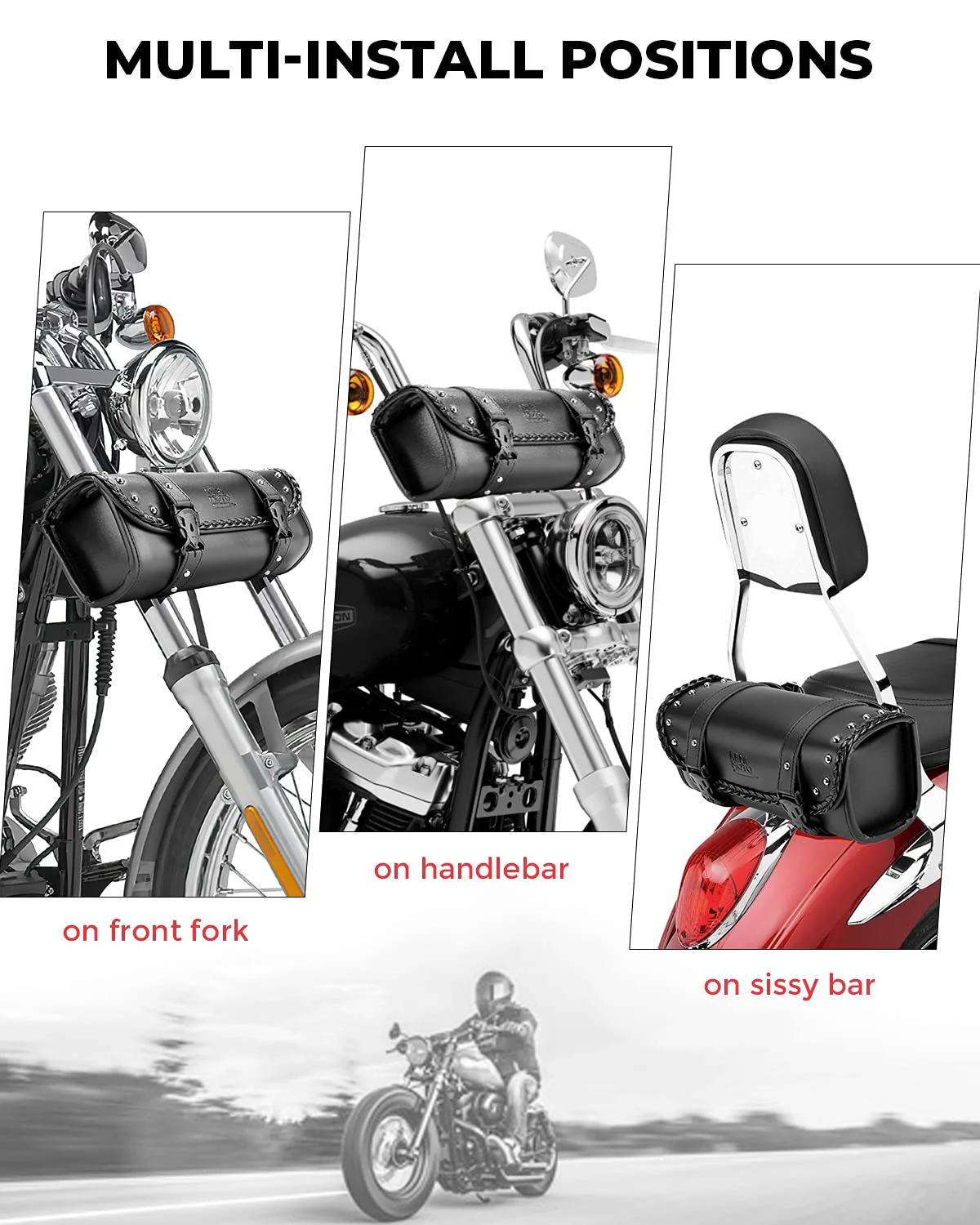Motorcycle PU Leather Tool Bag Fork Bag - Image 3
