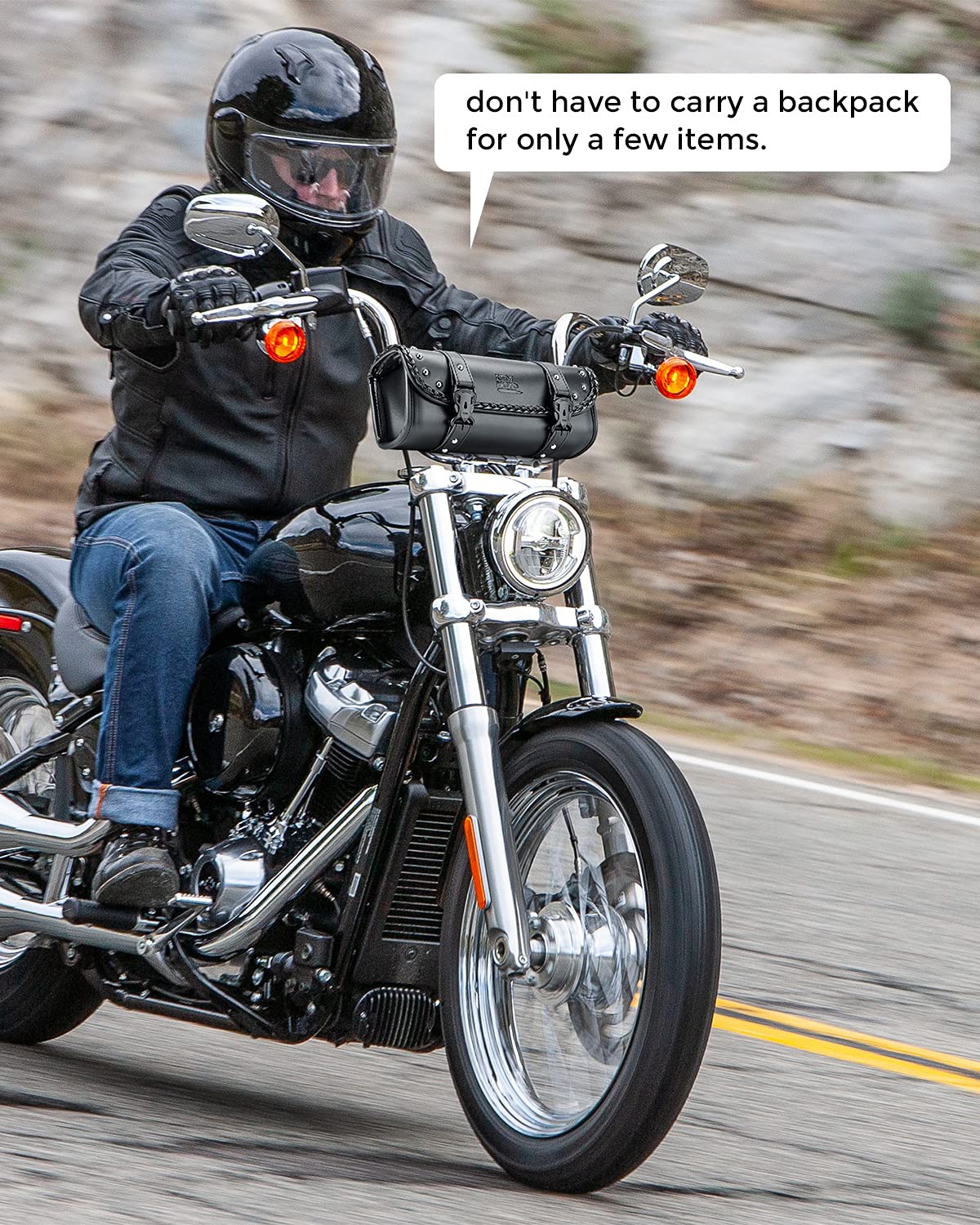 Motorcycle PU Leather Tool Bag Fork Bag - Image 5
