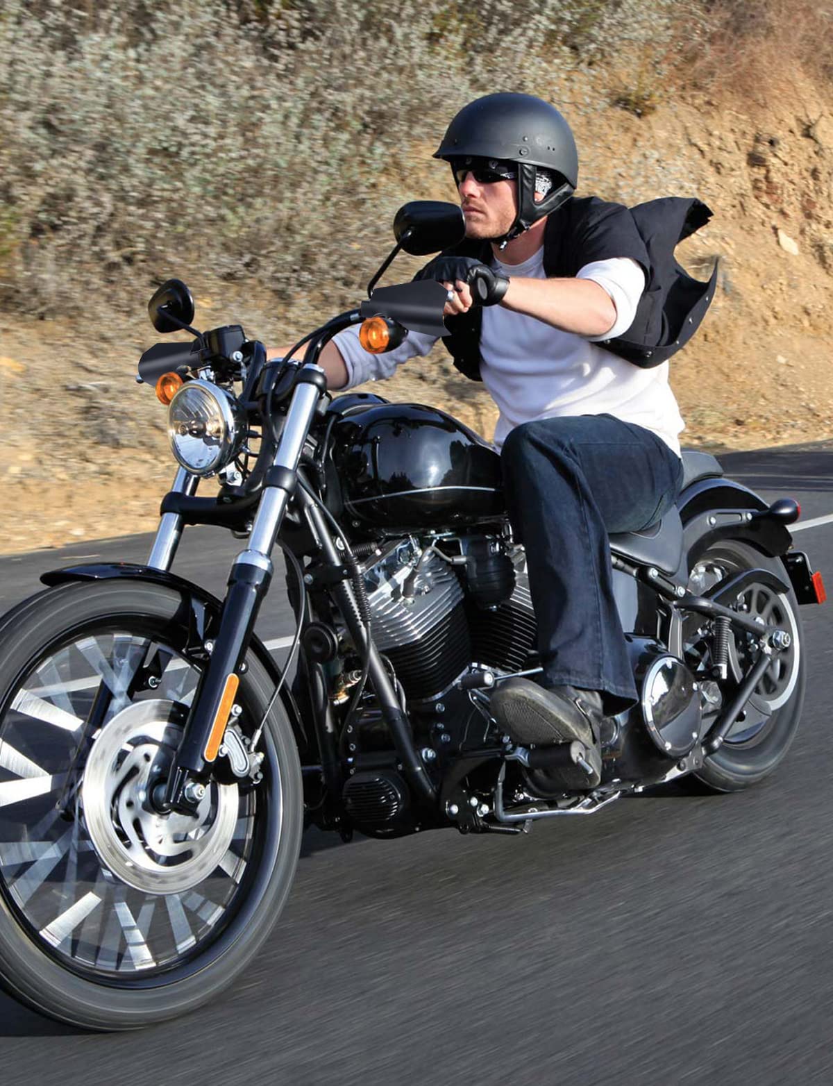 Motorcycle Handguards, Coffin Cut Hand Shields for Softail (1 Pair ) - Image 3