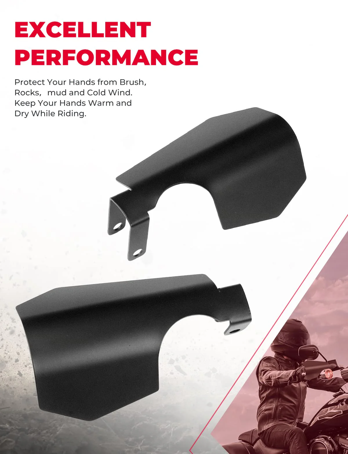 Motorcycle Handguards, Coffin Cut Hand Shields for Softail (1 Pair ) - Image 4