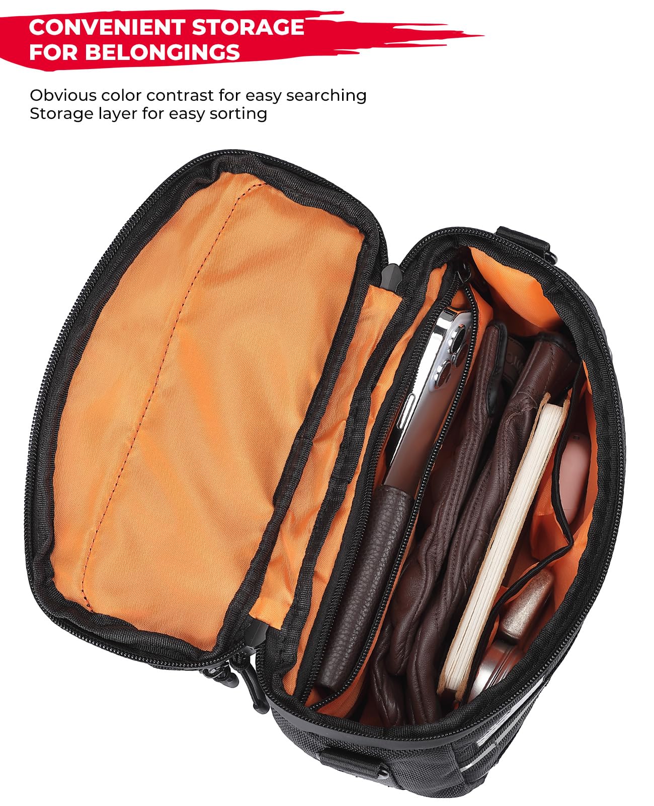 Motorcycle Handlebar Bag with Reflective Strips for Cruiser Softail Dyna Sportsters - Image 2