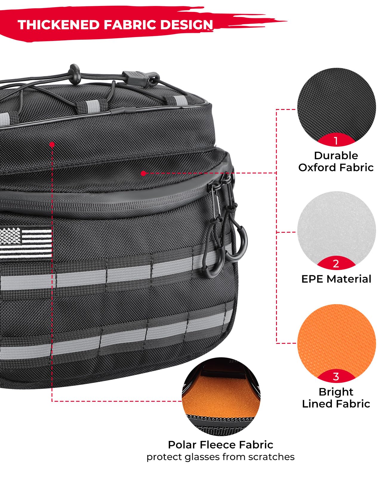 Motorcycle Handlebar Bag with Reflective Strips for Cruiser Softail Dyna Sportsters - Image 3