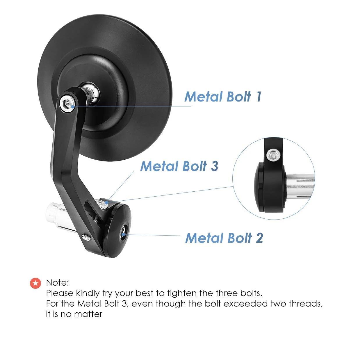 Motorcycle Handlebar End Mirrors for 7/8" Handle Round - Image 6