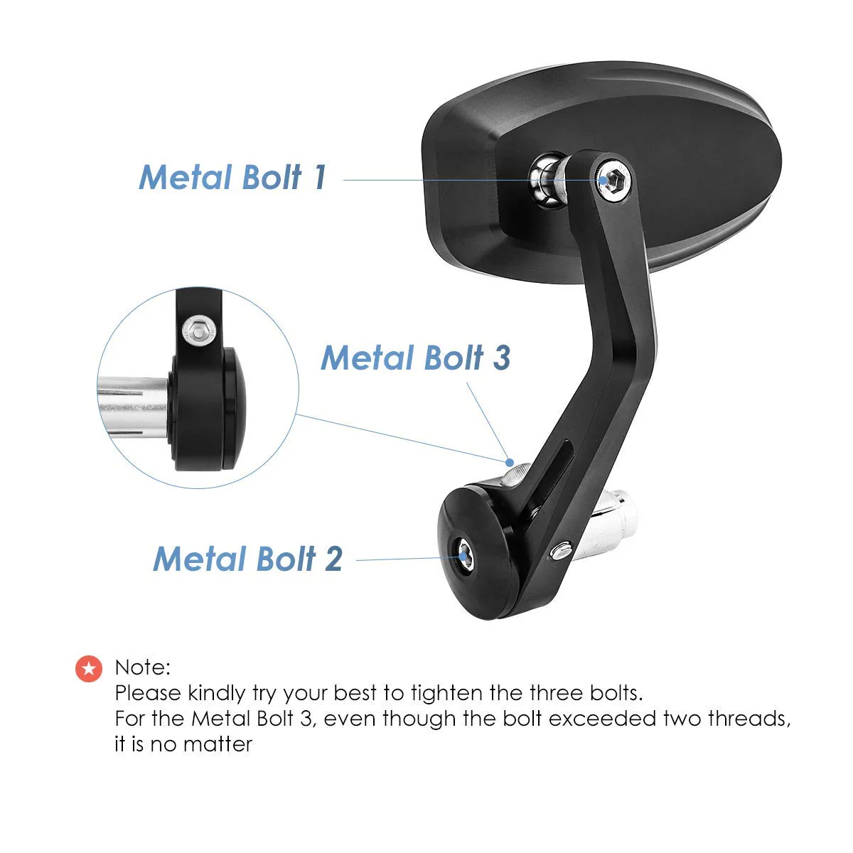 Motorcycle Handlebar Rearview Mirrors - Image 4