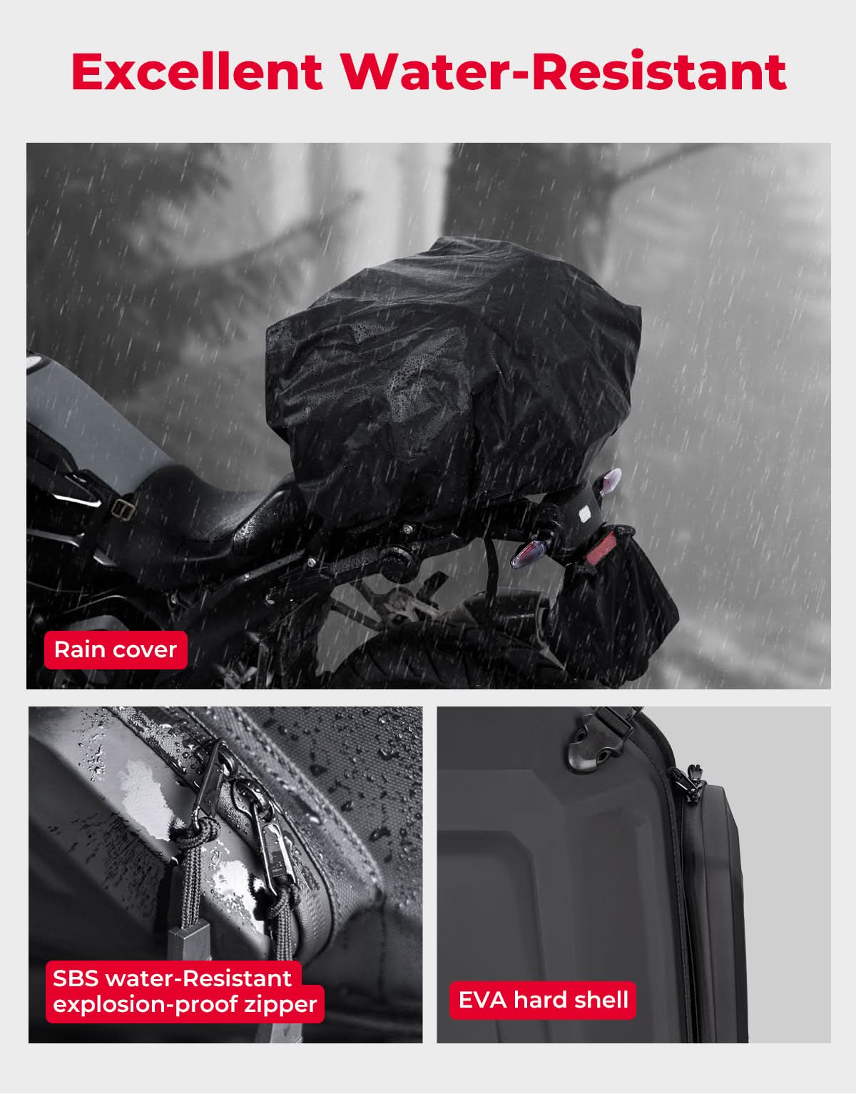 Motorcycle Hard Shell Tail Bag 23-35L Expandable Waterproof - Image 5