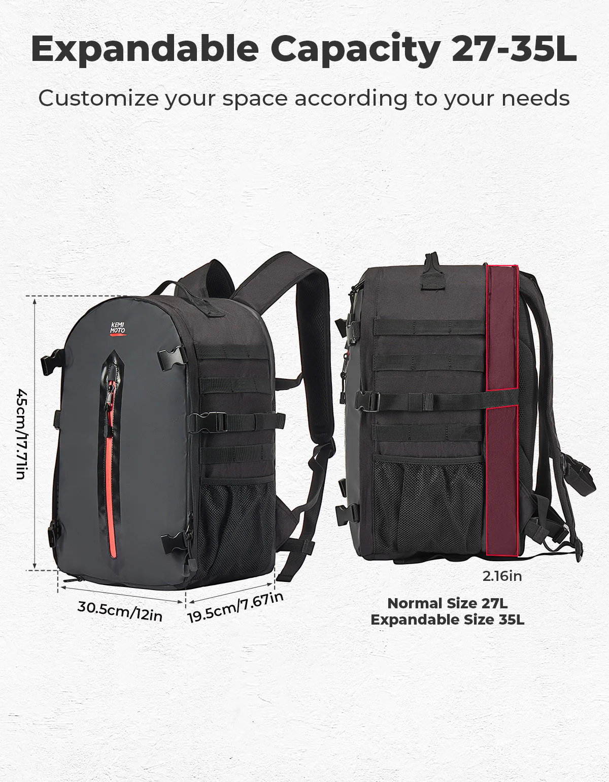 Motorcycle Helmet Backpack, 27-35L - Image 4