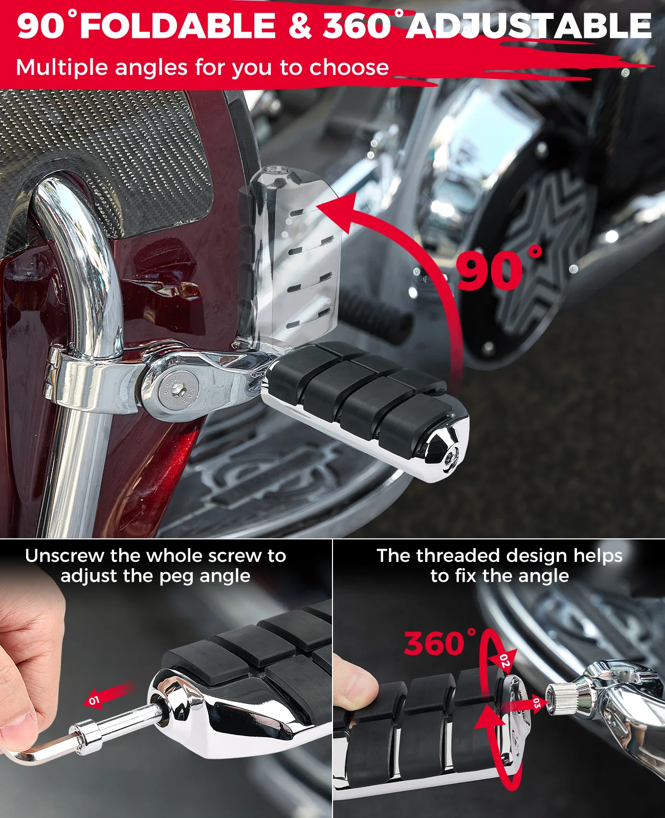 Motorcycle Highway Pegs, Foot Pegs for Sportster Softail Dyna - Image 4