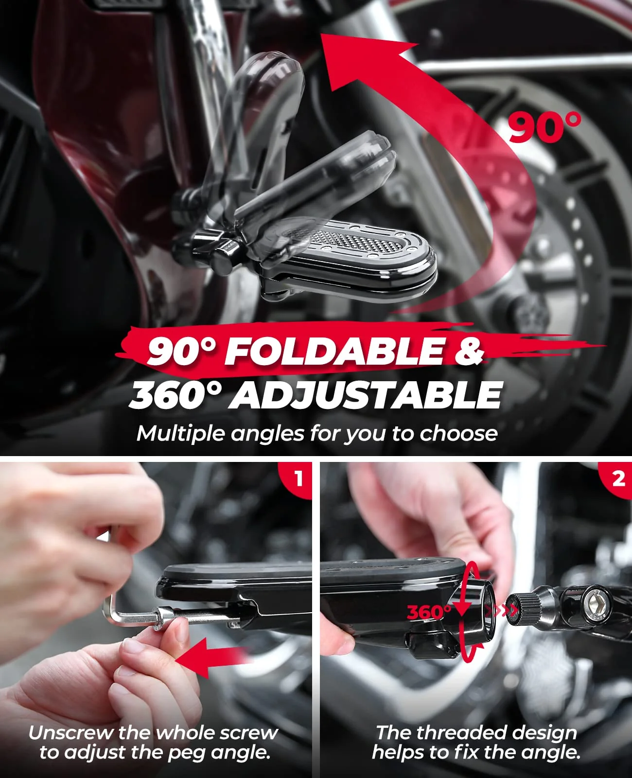 Motorcycle Highway Pegs for 1.25" Engine Guard - Image 4
