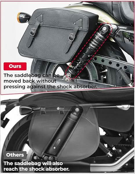 Motorcycle Leather Saddle Bags for Sportster 883 - Image 3