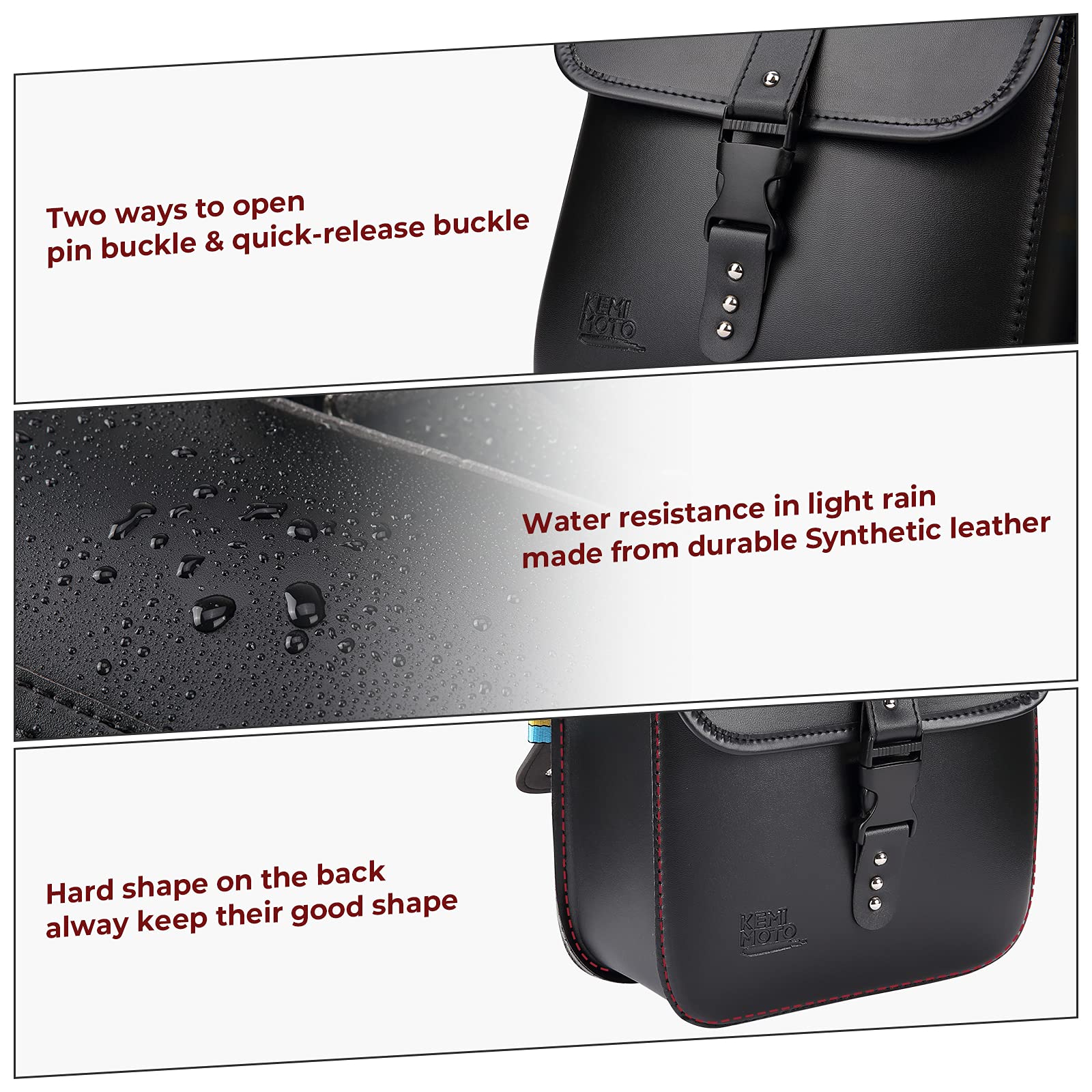 Motorcycle Leather Saddle Bags for Sportster Softail Dyna Road King - Image 2