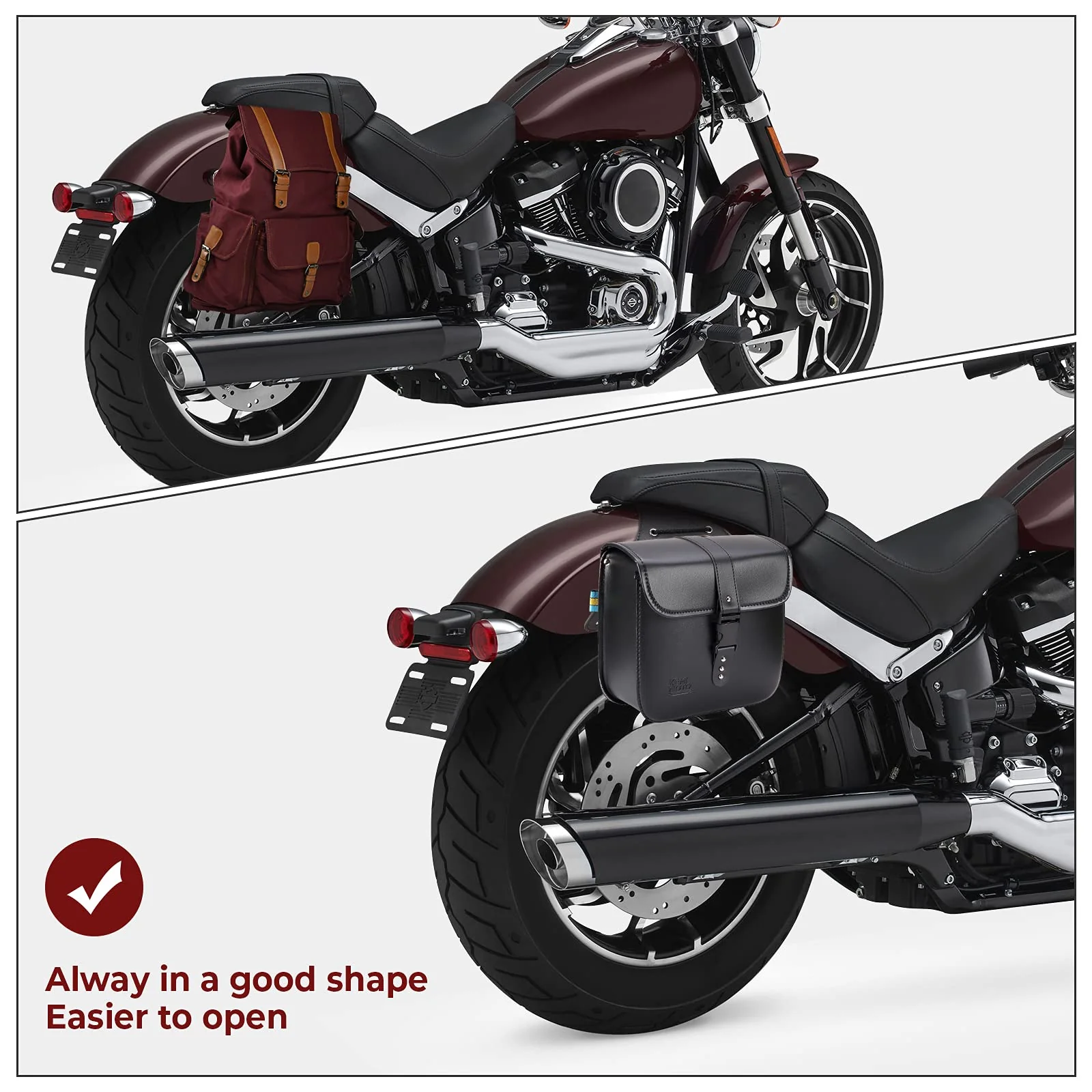 Motorcycle Leather Saddle Bags for Sportster Softail Dyna Road King - Image 5