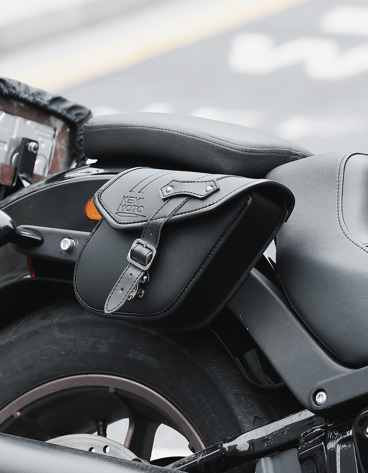 Motorcycle Leather Side Bag for Sportster 883 1200 Softail - Image 6