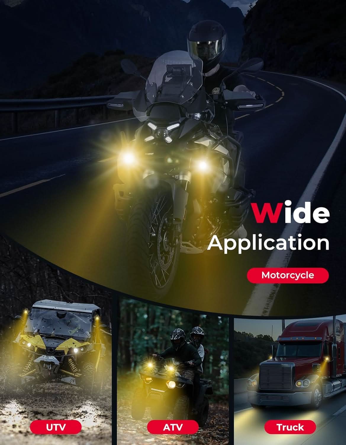 Motorcycle LED Auxiliary Spotlight 60W Dual-Color IP67 - Image 6