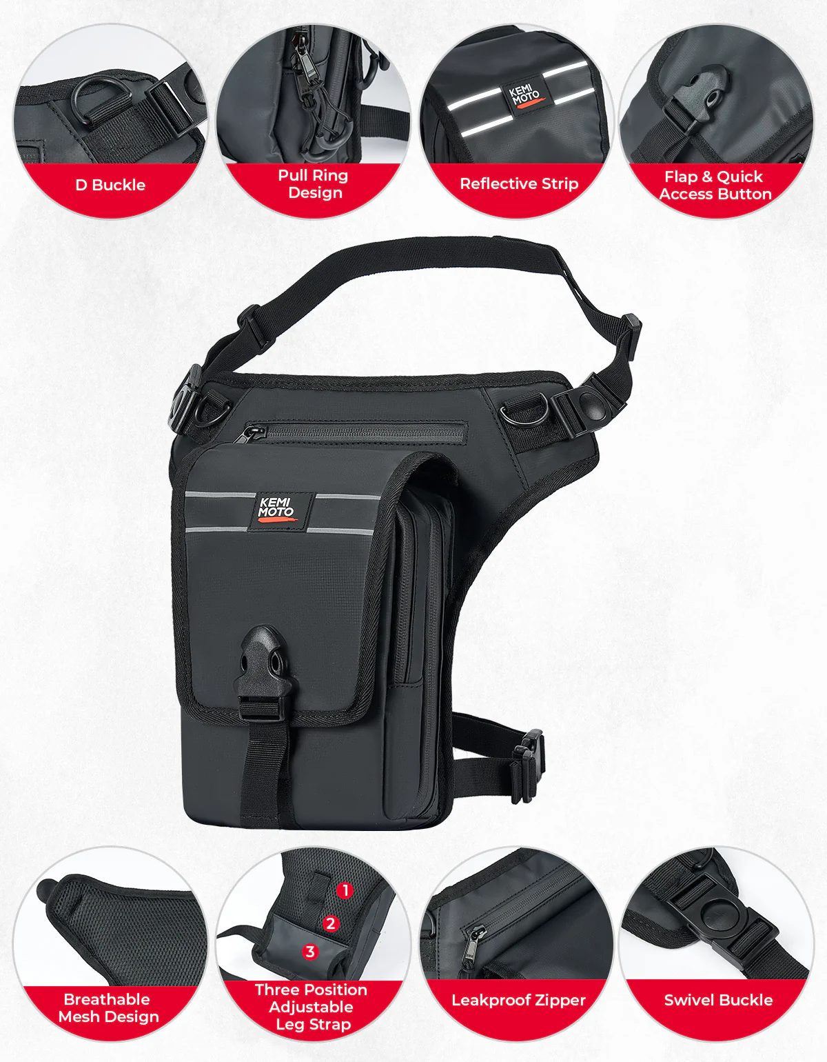 Motorcycle Leg Bag, 2.3L Capacity - Image 2