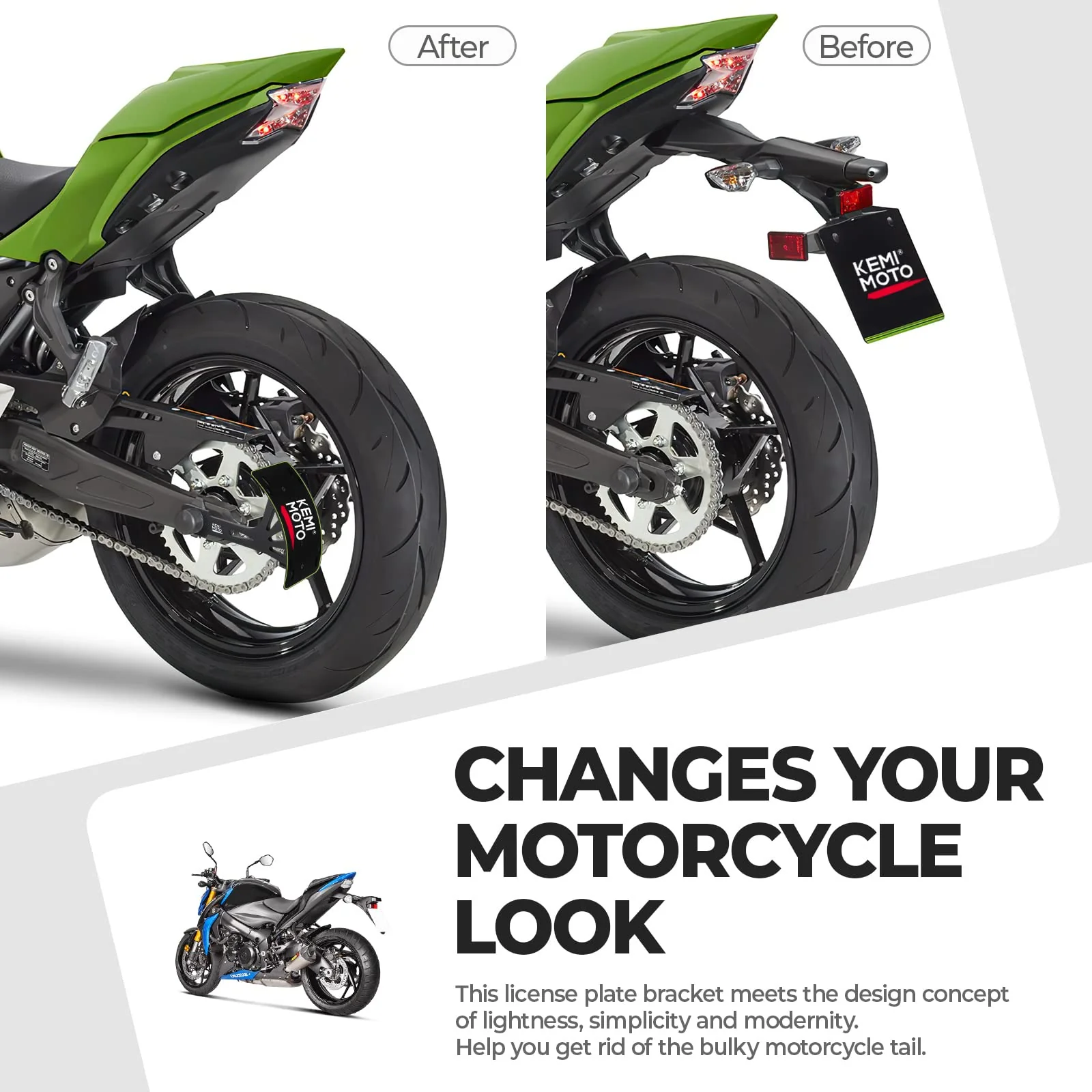 Motorcycle License Plate Bracket Universal Black - Image 2
