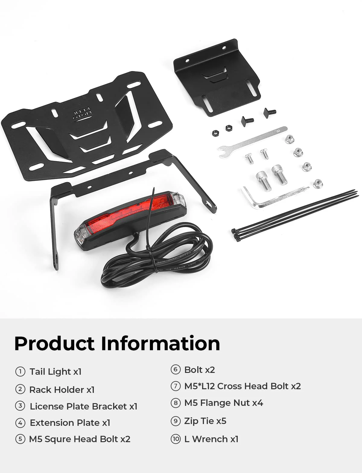 Motorcycle License Plate Bracket with LED Signal Light - Image 4