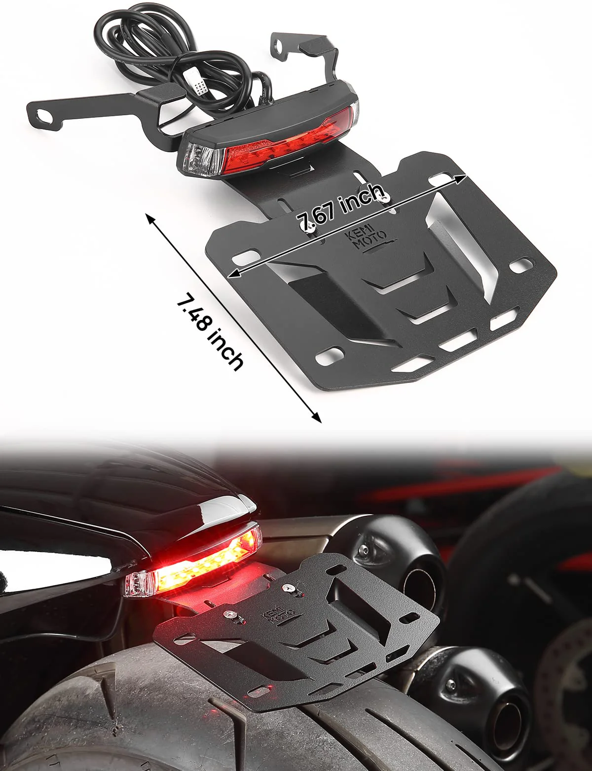 Motorcycle License Plate Bracket with LED Signal Light - Image 5