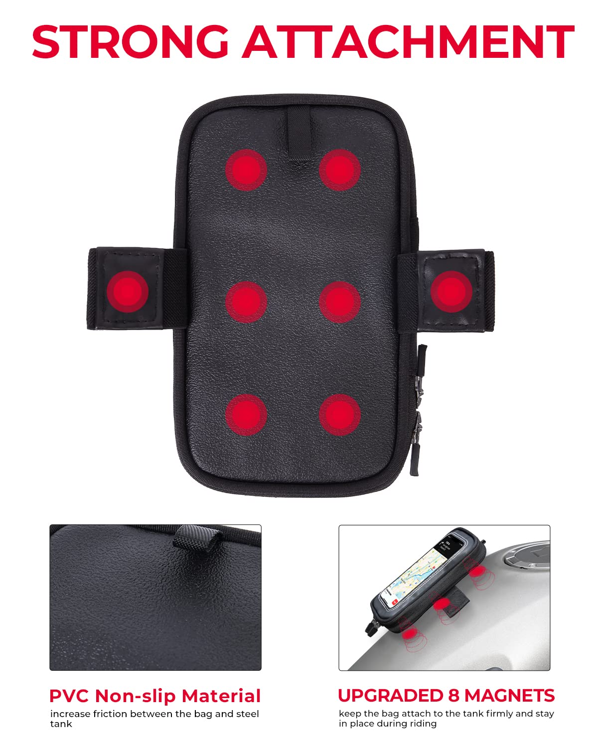 Motorcycle Magnetic Tank Bag for Cell phone up to 6.3 Inch - Image 2