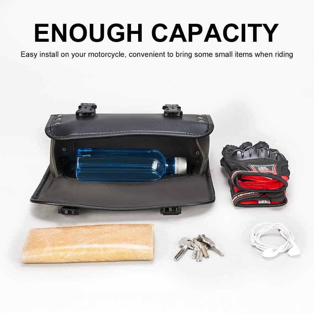 Motorcycle Fork Bag, PU Leather Roll Bag - Image 2