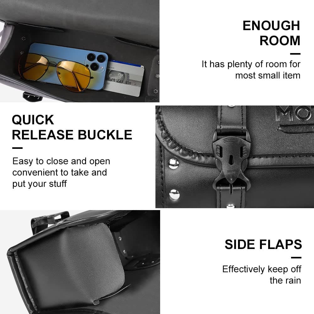 Motorcycle Fork Bag, PU Leather Roll Bag - Image 3