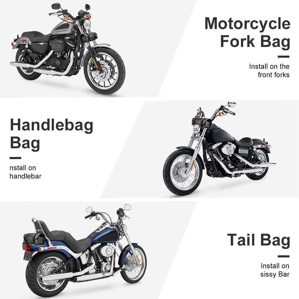 Motorcycle Fork Bag, PU Leather Roll Bag - Image 6