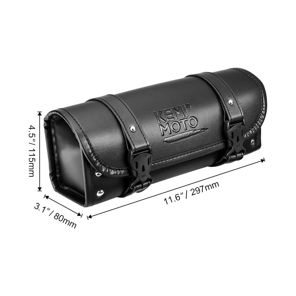 Motorcycle Fork Bag, PU Leather Roll Bag - Image 7
