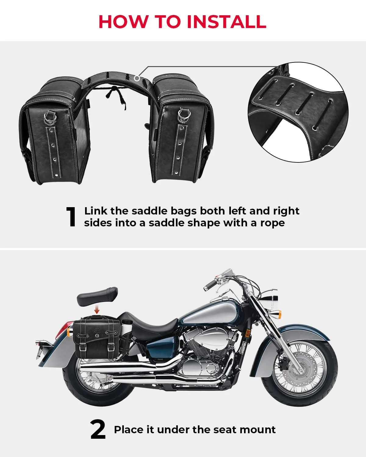 Motorcycle PU Leather Saddlebag for Softail Dyna Road King V-star Shadow - Image 10