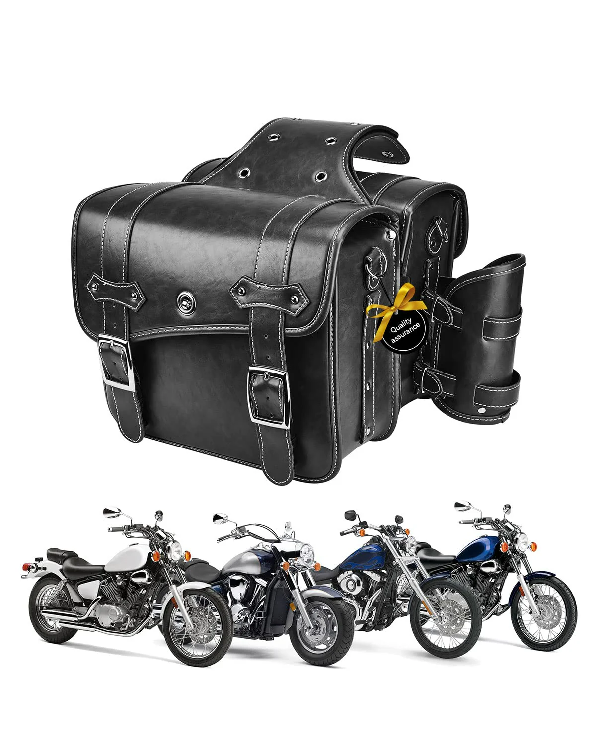 Motorcycle PU Leather Saddlebag for Softail Dyna Road King V-star Shadow - Image 2
