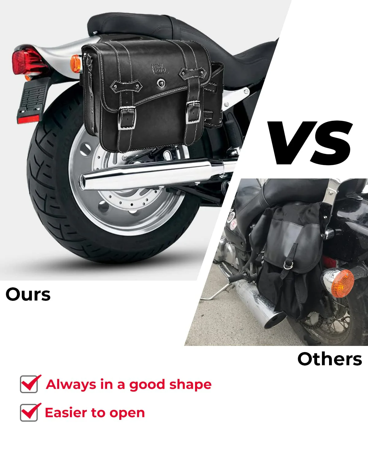 Motorcycle PU Leather Saddlebag for Softail Dyna Road King V-star Shadow - Image 8
