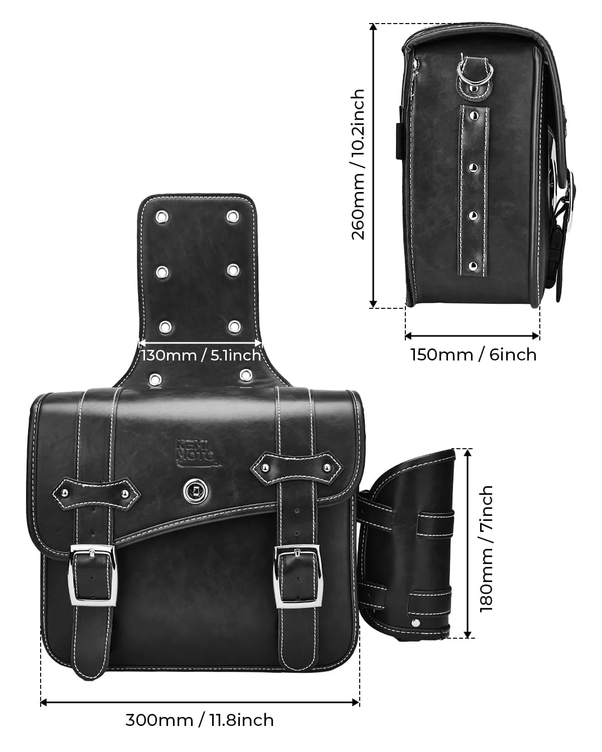 Motorcycle PU Leather Saddlebag for Softail Dyna Road King V-star Shadow - Image 9